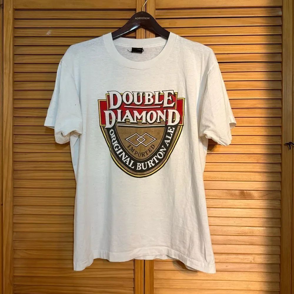 Vintage White Beer Graphic T-Shirt XL